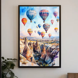 Turkey Cappadocia Hot Air Balloons Scenic Landscape Poster