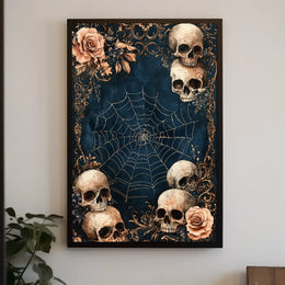 Gothic Skull and Roses Artistic Decor Poster