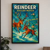 Reindeer Soccer Match: Festive Winter Wonderland Poster