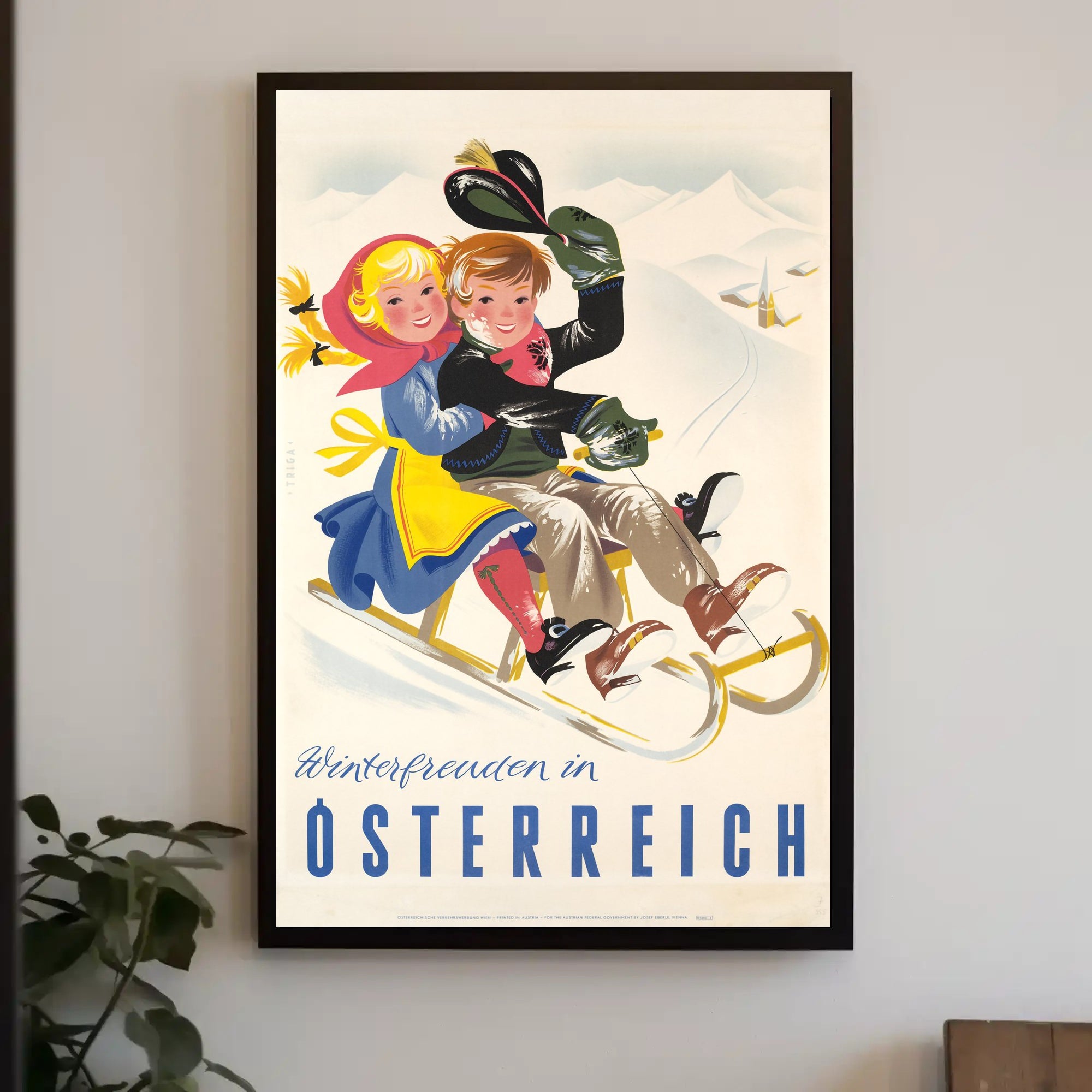 Winter Fun in Austria Vintage Travel Poster PosterGoat