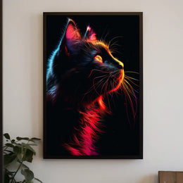 Neon Cat Portrait Poster