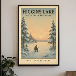 Higgins Lake Stillness in the Snow Poster