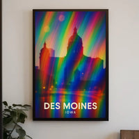 Des Moines Cityscape Digital Painting Vibrant Poster