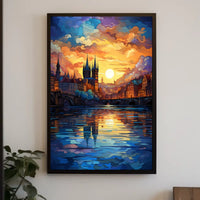 Dreamy Sunrise Gothic Cityscape Travel Poster