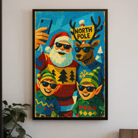 Cheerful Santa Selfie at North Pole Vintage Poster