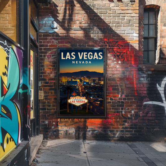 Night View Las Vegas Nevada Strip Lights Poster
