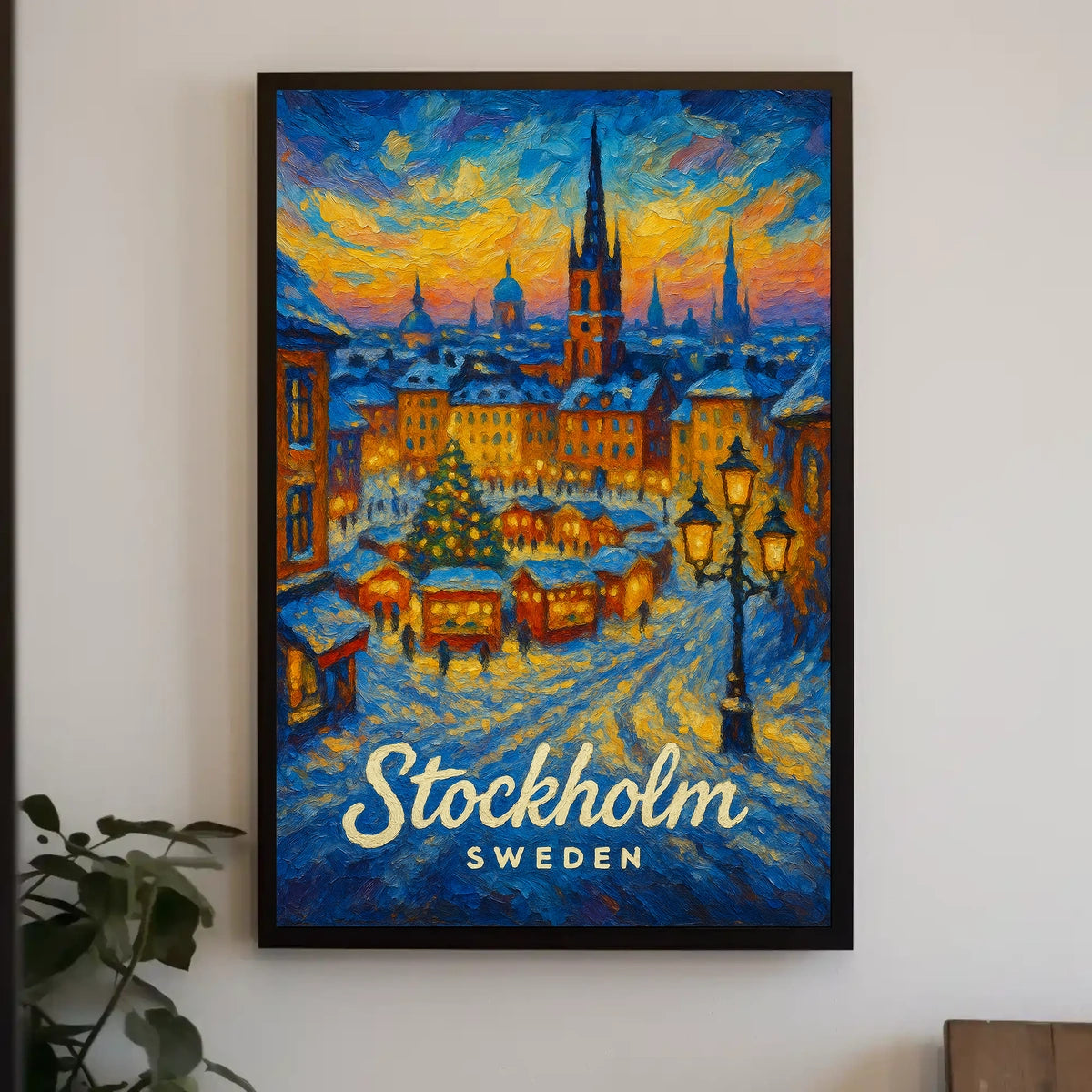 Stockholm Winter Wonderland Cityscape Inspiring Travel Lovers Cozy Scandinavian Art Poster