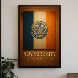 New York City Poster Modern Night Skyline Wall Art