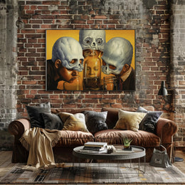 Surreal Identity Art with Skulls and Jars - Artistic Poster