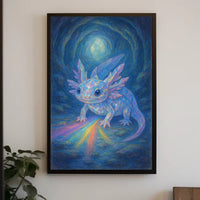 Crystal Axolotl In A Mystical Cave Poster