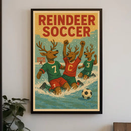 Reindeer Soccer Celebration Poster
