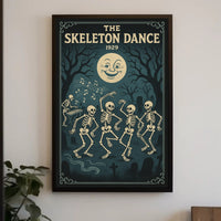 Dancing Skeletons Vintage Halloween Pop Culture Poster