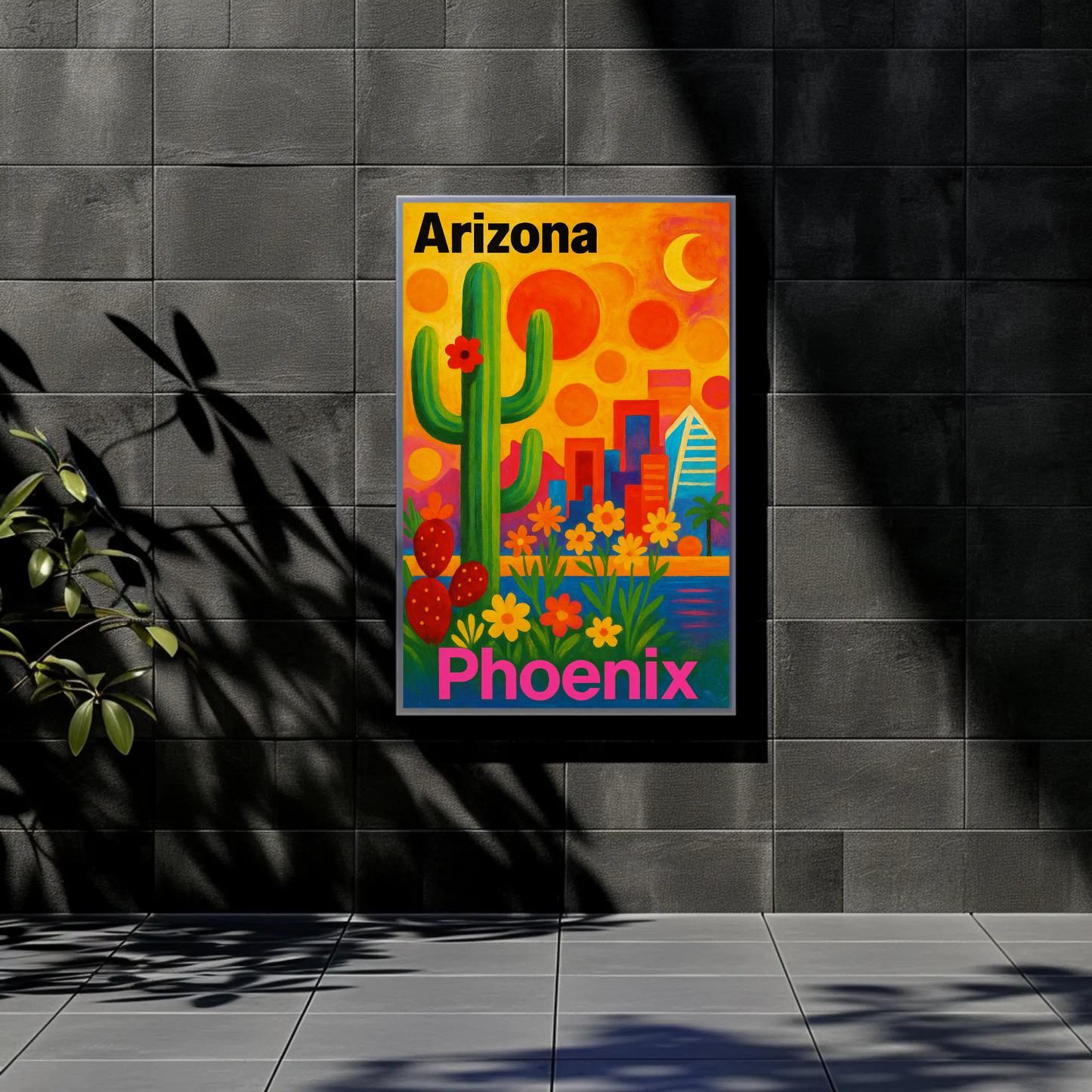Arizona Phoenix Skyline Vintage Travel Poster Art