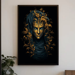 Intricately Designed Floral Mask Fantasy or Mythology Poster