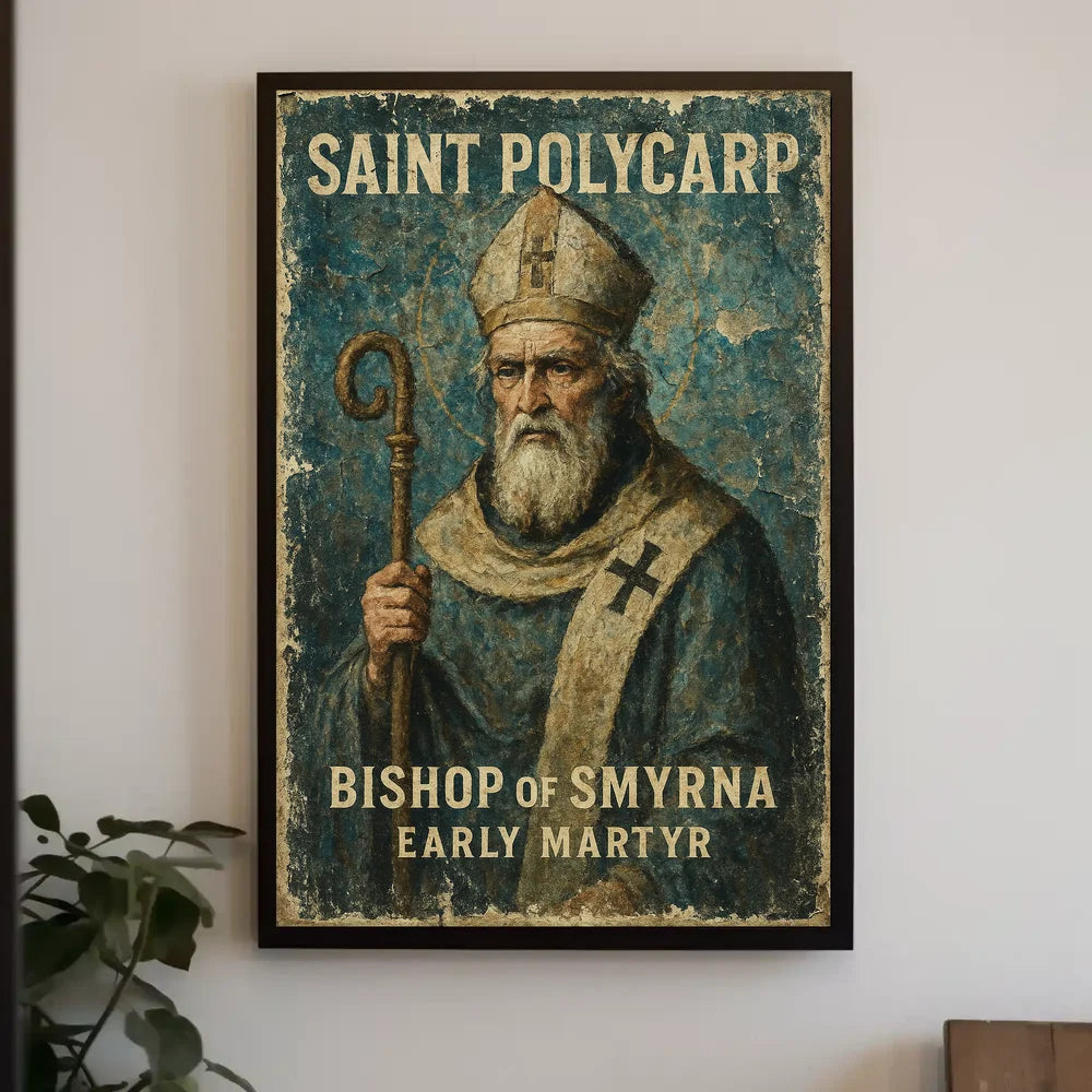 Saint Polycarp Bishop of Smyrna Vintage Art Poster Historical
