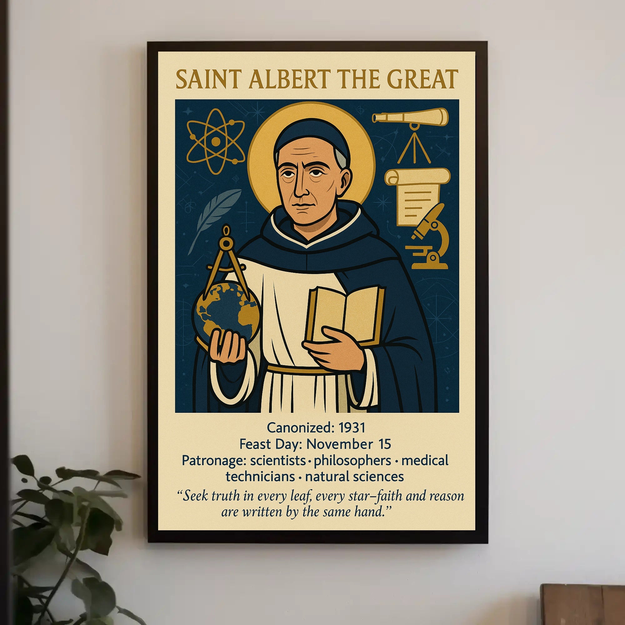 Saint Albert Wisdom Vintage Educational or Infographic Poster