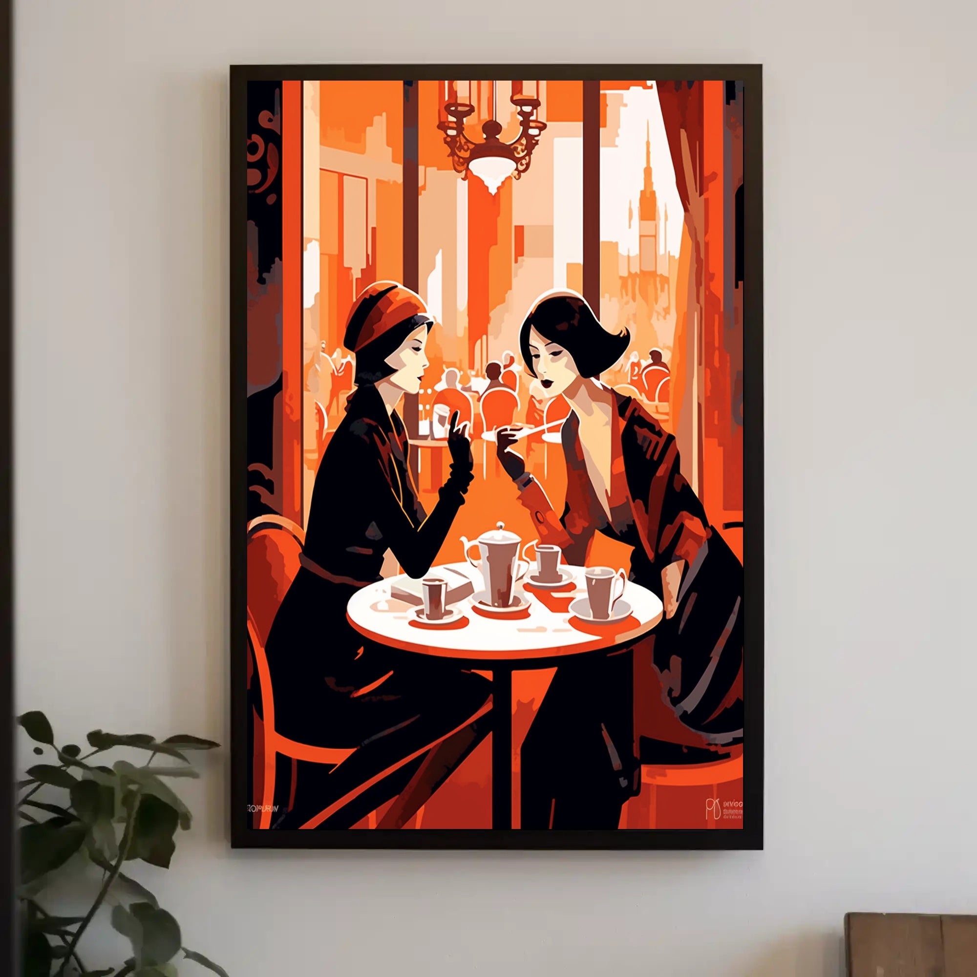 Cafe Conversation Travel Poster Art Print for Home Decor