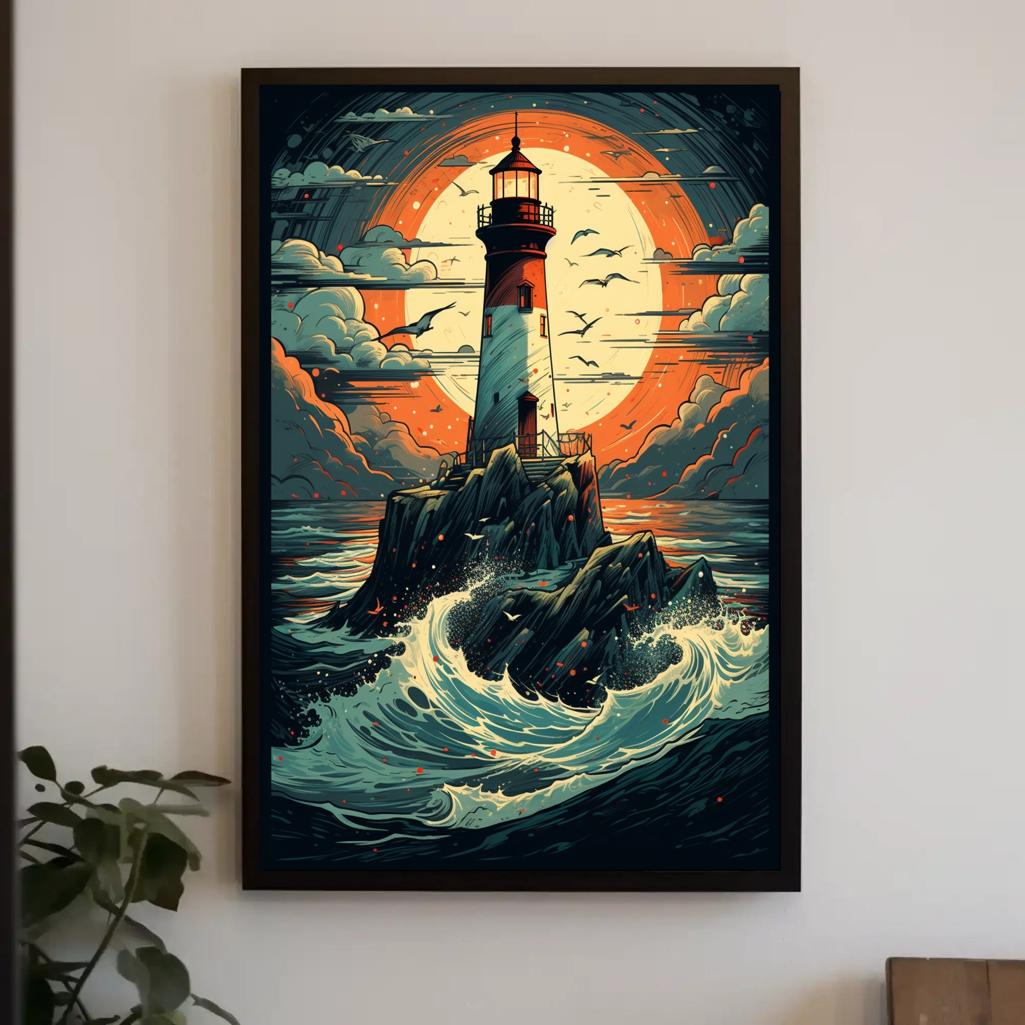 Lighthouse At Sea Poster PosterGoat