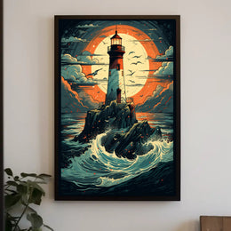 Lighthouse At Sea Poster PosterGoat