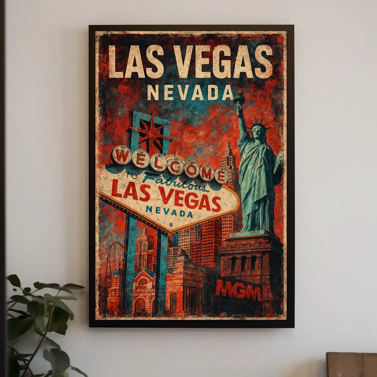 Las Vegas Vintage Travel Art Deco Collector Poster