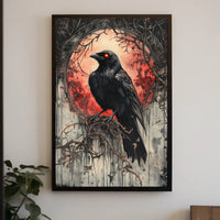 Raven Under Blood Moon Art Print Animal Poster