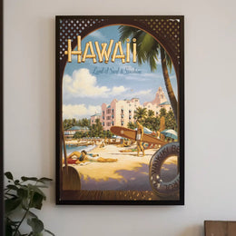 Hawaii Land Of Surf Sunshine Poster