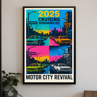Motor City Revival Cruising Woodward Ave 2025 Poster PosterGoat