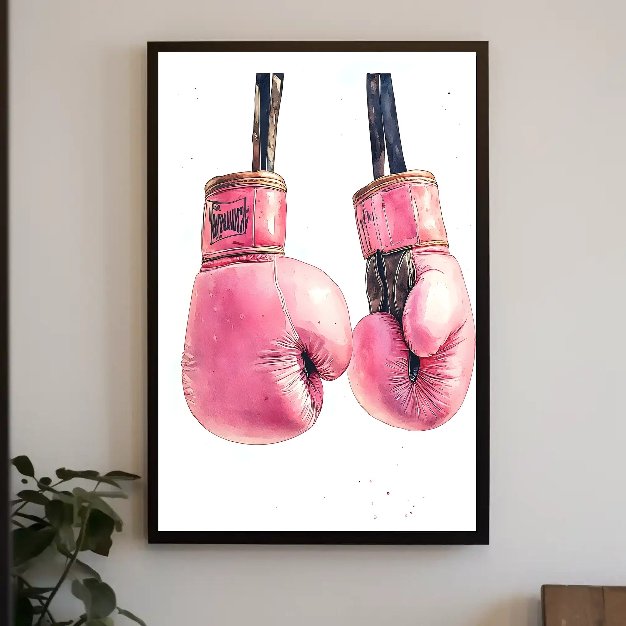 Pink Boxing Gloves Poster Decorative Sports Wall Art