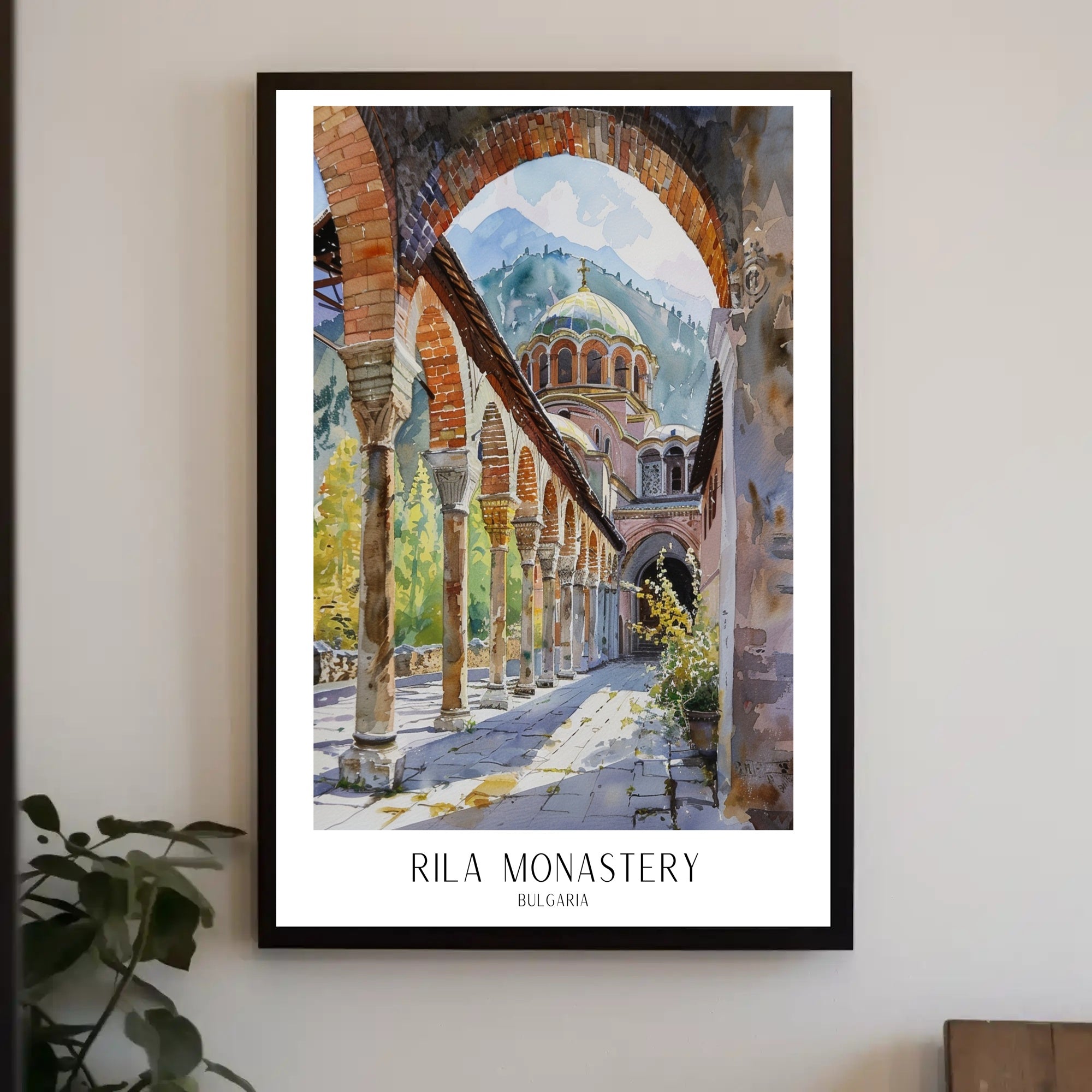 Rila Monastery Watercolor Painting Cultural or Heritage Poster PosterGoat