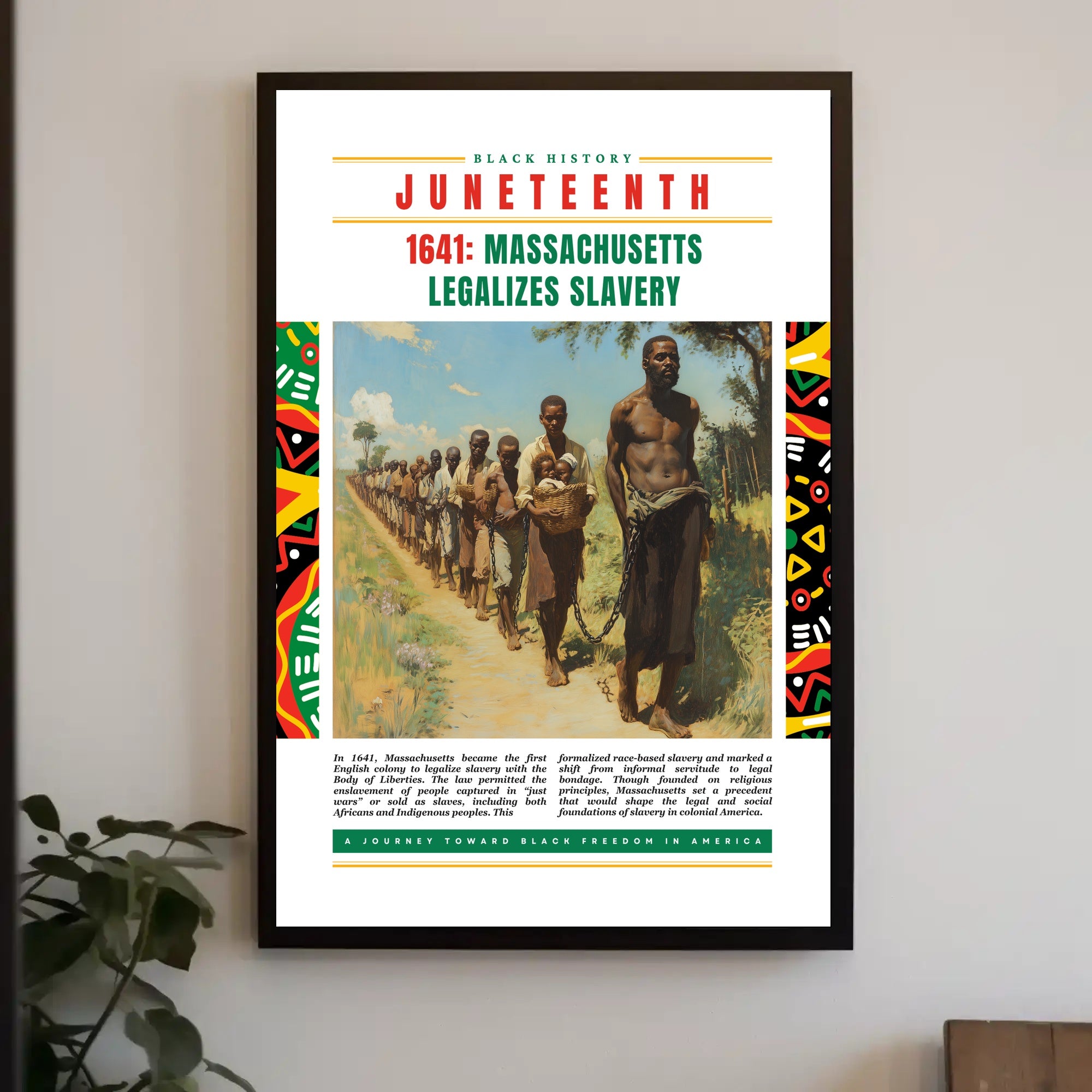 Black History Event: 1641 Slavery Legalization Educational Poster