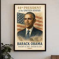 Barack Obama American Flag Illustrative Style Presidency Poster
