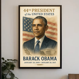 Barack Obama American Flag Illustrative Style Presidency Poster