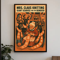 Mrs. Claus Knitting Giant Scarves Poster