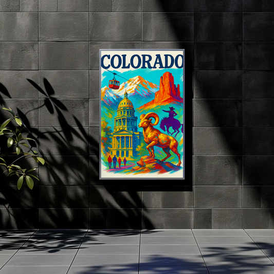 Colorado Mountains Capitol Bighorn Nature Ski Vintage Travel Poster Wall Art