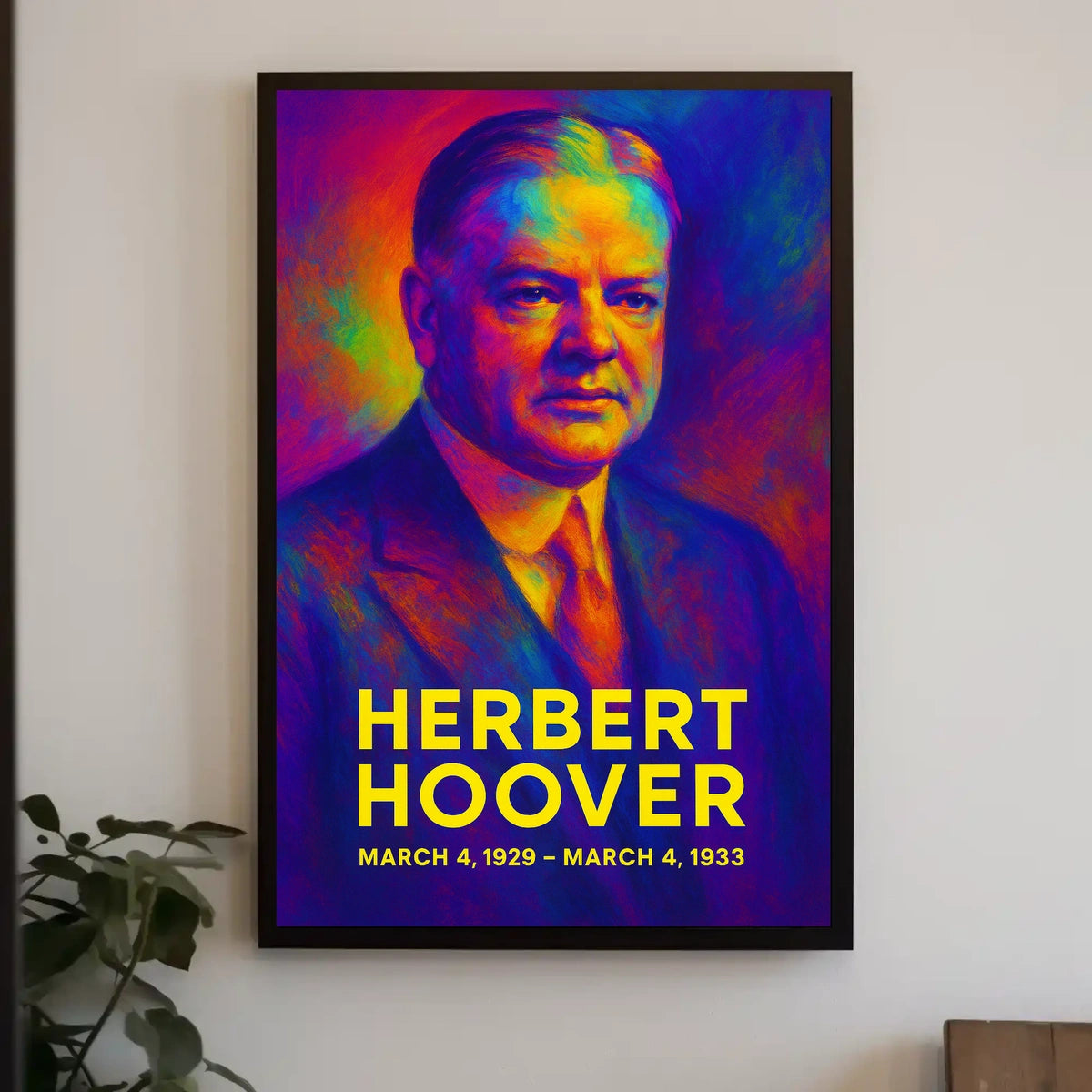 Herbert Hoover 31st President of the United States Neon Gradient Overlay Poster