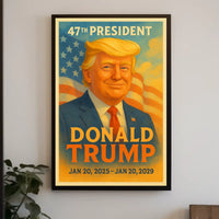 Commanding Presence Donald Trump and the American Banner Poster