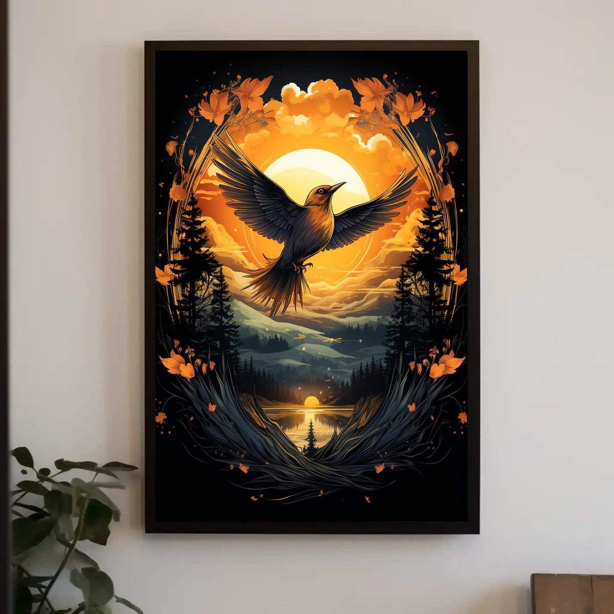 Flight At Sunset Poster