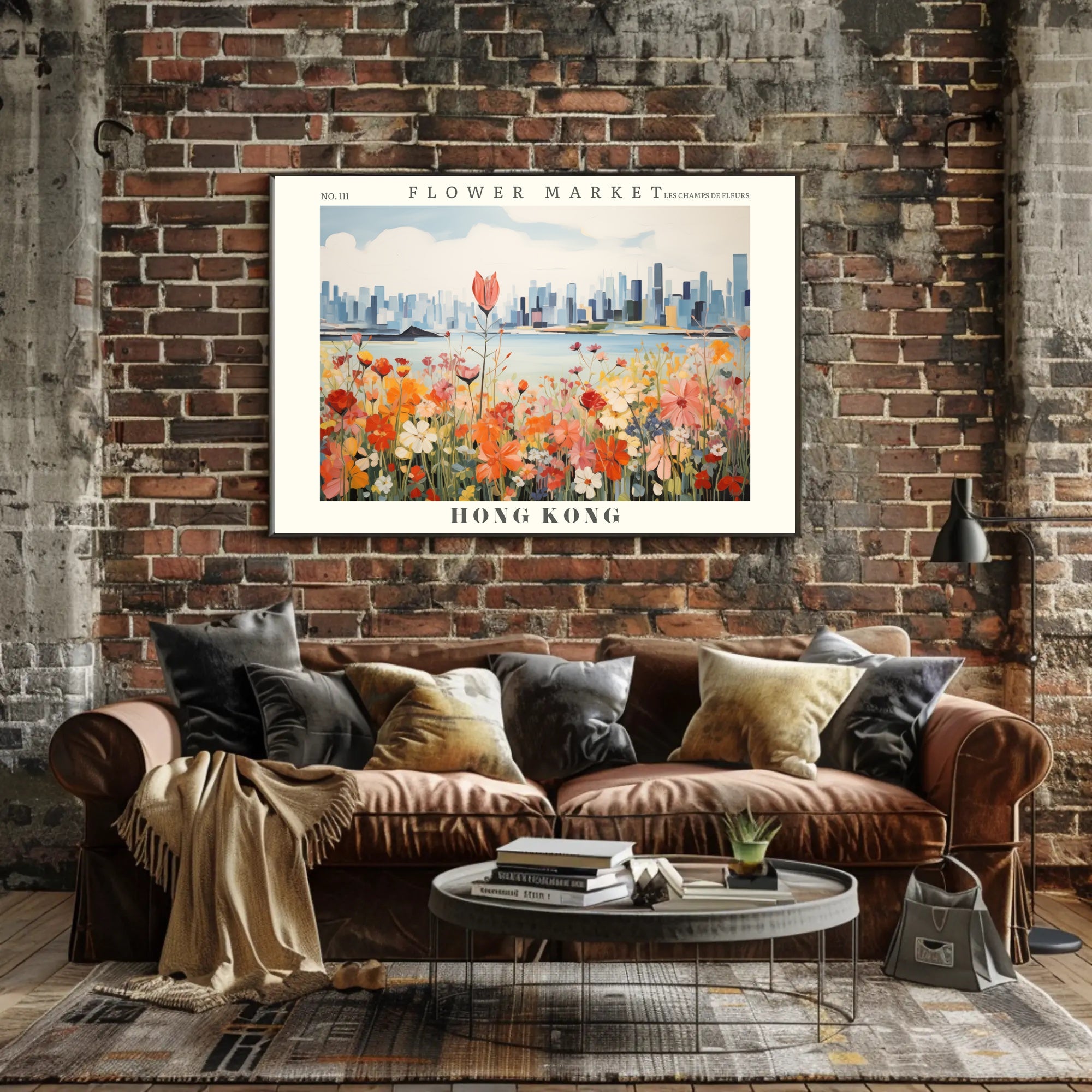 Vibrant Hong Kong Flower Market Urban Cityscape Poster