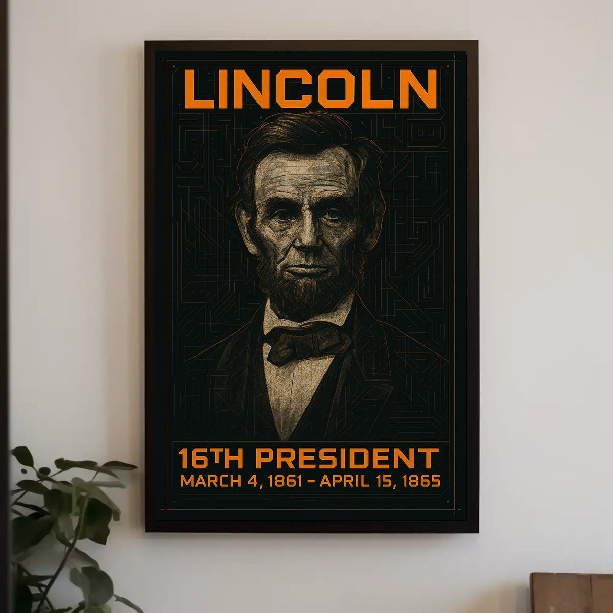 Abraham Lincoln 16th President of the United States Techno Schematic Poster
