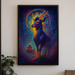 Mystical Deer in Enchanted Forest Poster