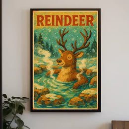 Relaxed Reindeer in Nature Animal Poster