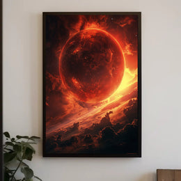 Fiery Cosmic Planet Sci-Fi Art Poster PosterGoat