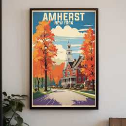 Serene Autumn Scene in Amherst Travel Poster