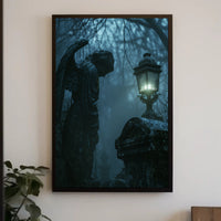 Eerie Angelic Cemetery Scene: Fantasy or Mythology Poster PosterGoat