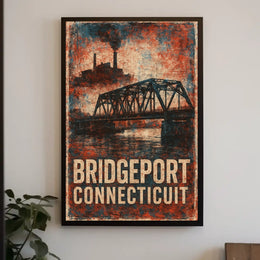 Bridgeport Skyline Connecticut Harbor View Urban Cityscape Photography Realism Coastal Timeless Heritage Poster