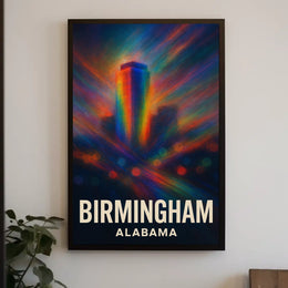 Birmingham Skyline Vibrant Vision Digital Painting Urban Cityscape Travel Inspired Decor Poster