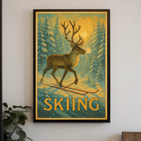 Skiing Reindeer Adventure Poster