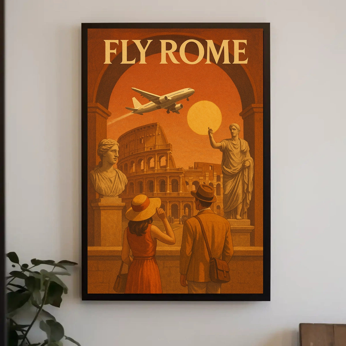FLY ROME Vintage Travel Art Poster Travel Poster