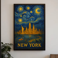 Starry Night Over New York Poster Abstract Wall Art