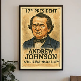 Andrew Johnson 17th President of the United States Exaggerated Cartoon Sketch Poster